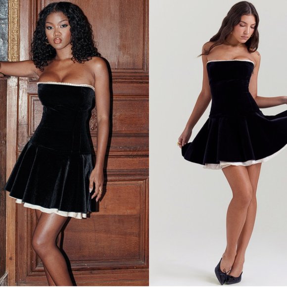 HOUSE OF CB 'Marilla' Black Velvet Strapless Dress NWOT - Picture 6 of 12